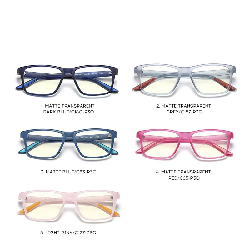 Anti Blue Light Blocking Computer Glasses For Children Kids TR90 Frame Fashion Girls/Boys Square Lenses Bezel PC Gaming Eyewear