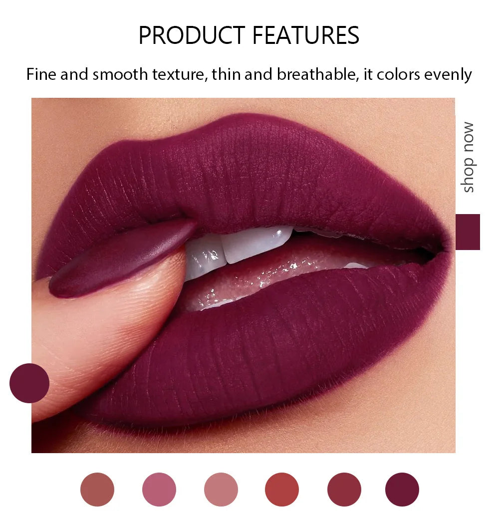 HANDAIYAN 6 Colors Matte Lipstick Beauty Lip Gloss LippenstiftTinted Balm 24 Hours Waterproof Free Shipping Makeup