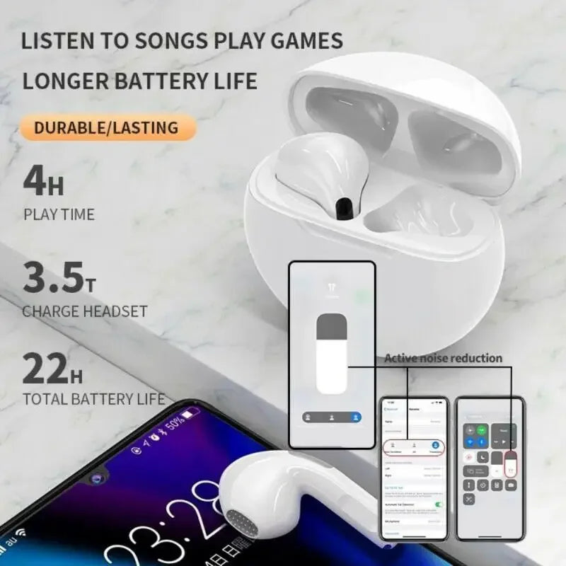 Lenovo Air Pro 6 TWS Wireless Bluetooth Earphones Pods Earbuds Earphone Headset For Xiaomi Android IPhone Headphone Original