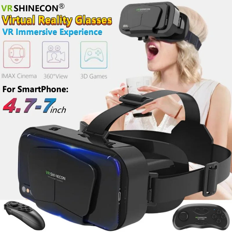 G10 IMAX 3D Movies Giant Screen Virtual Reality Glasses Google Cardboard Box VR Helmet for 4.7-7" Phone,Support Game Controller