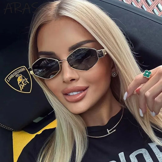 Fashion Hexagon Sunglasses Women 2024 Luxury Brand Design Unique Polygon Sun Glasses Men Vintage Small Frame Eyewear Shades